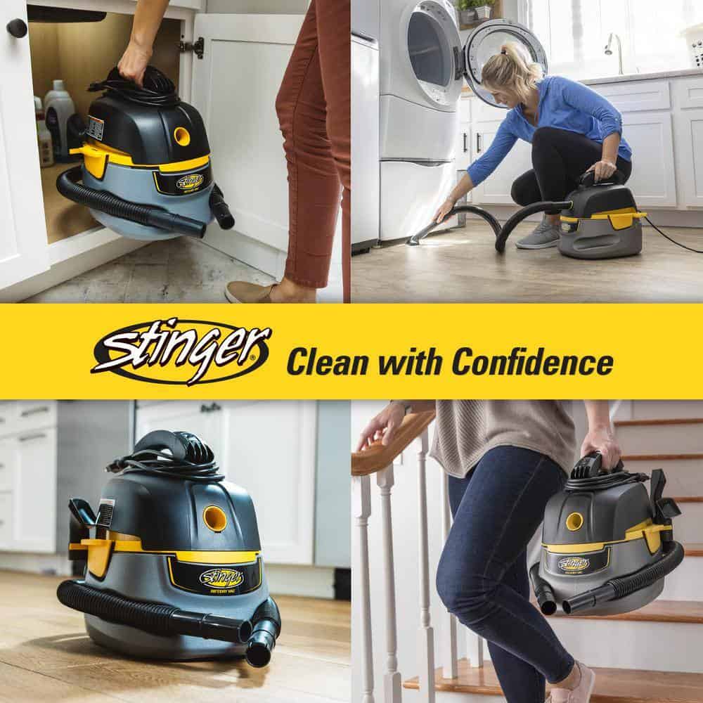 Stinger HD2025 2.5 Gallon 1.75 Peak HP Compact Wet/Dry Shop Vacuum with Filter Bag, Hose and Accessories