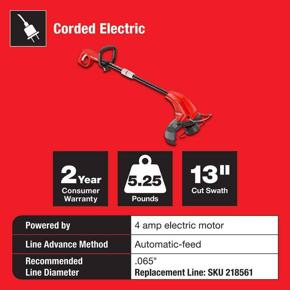 Homelite UT41113 13 in. 4 Amp Straight Electric String Trimmer