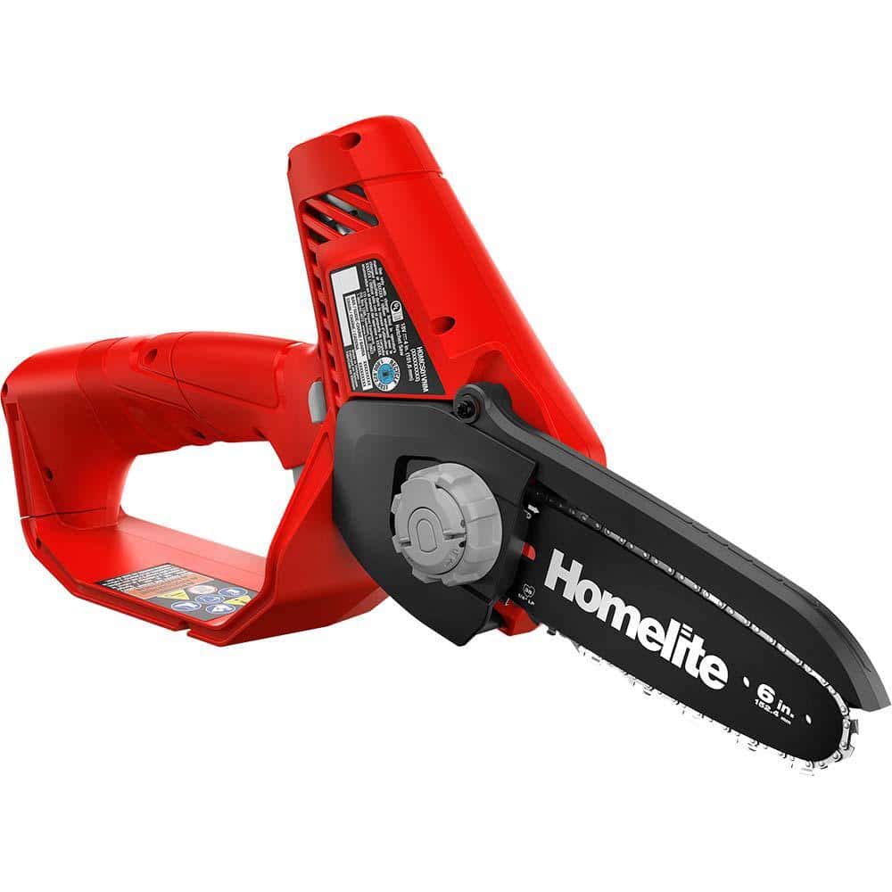 Homelite HOMCS10 12 V Lithium 6 in. Battery Pruning Mini Chainsaw with Internal 2.5 Ah Battery and Charger