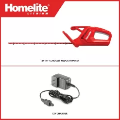 Homelite HOMHT20 12V Lithium 18 in. Cordless Hedge Trimmer with Internal 2.5 Ah Battery and Charger