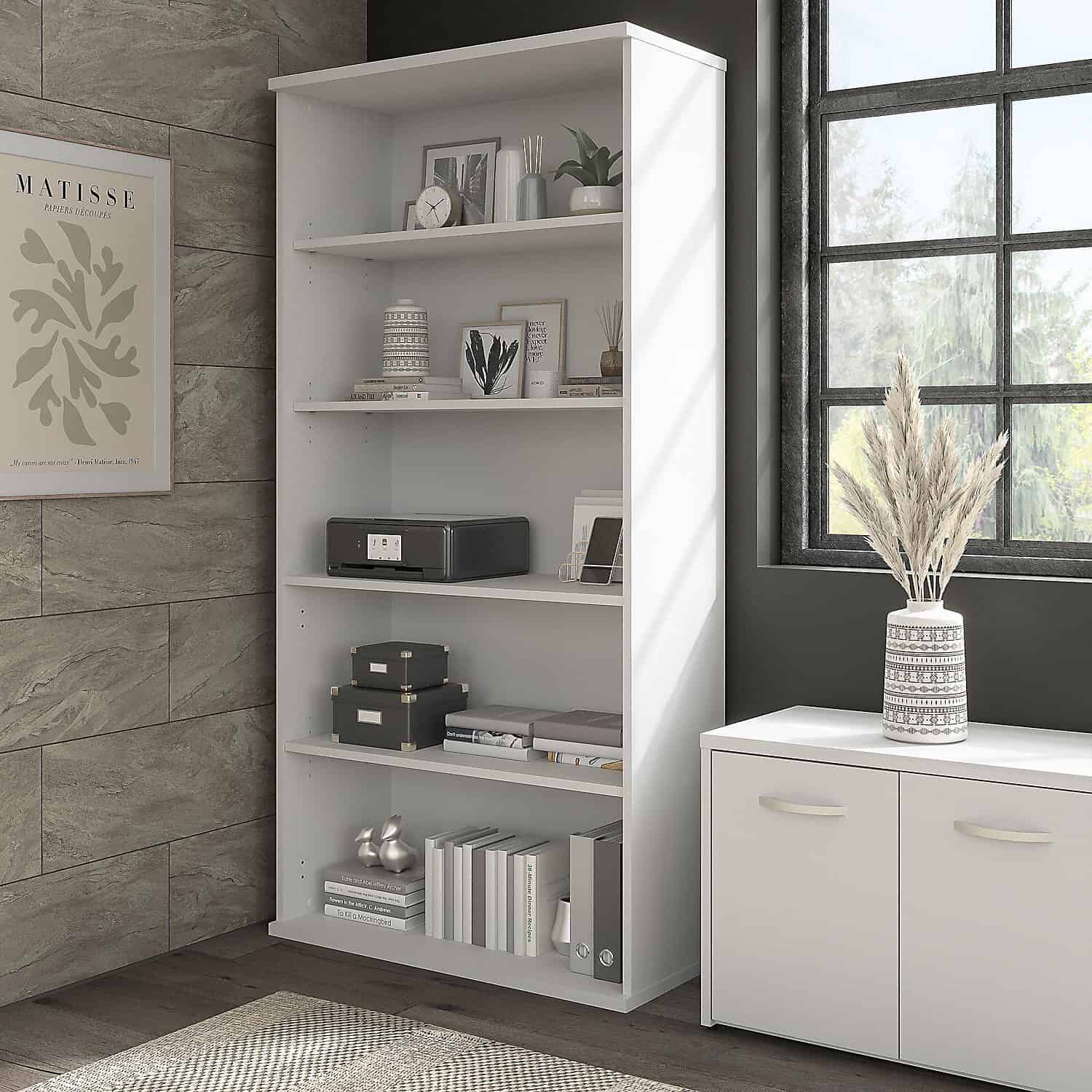 Bush Business Furniture Hybrid 73'' H x 36'' W Standard Bookcase - White