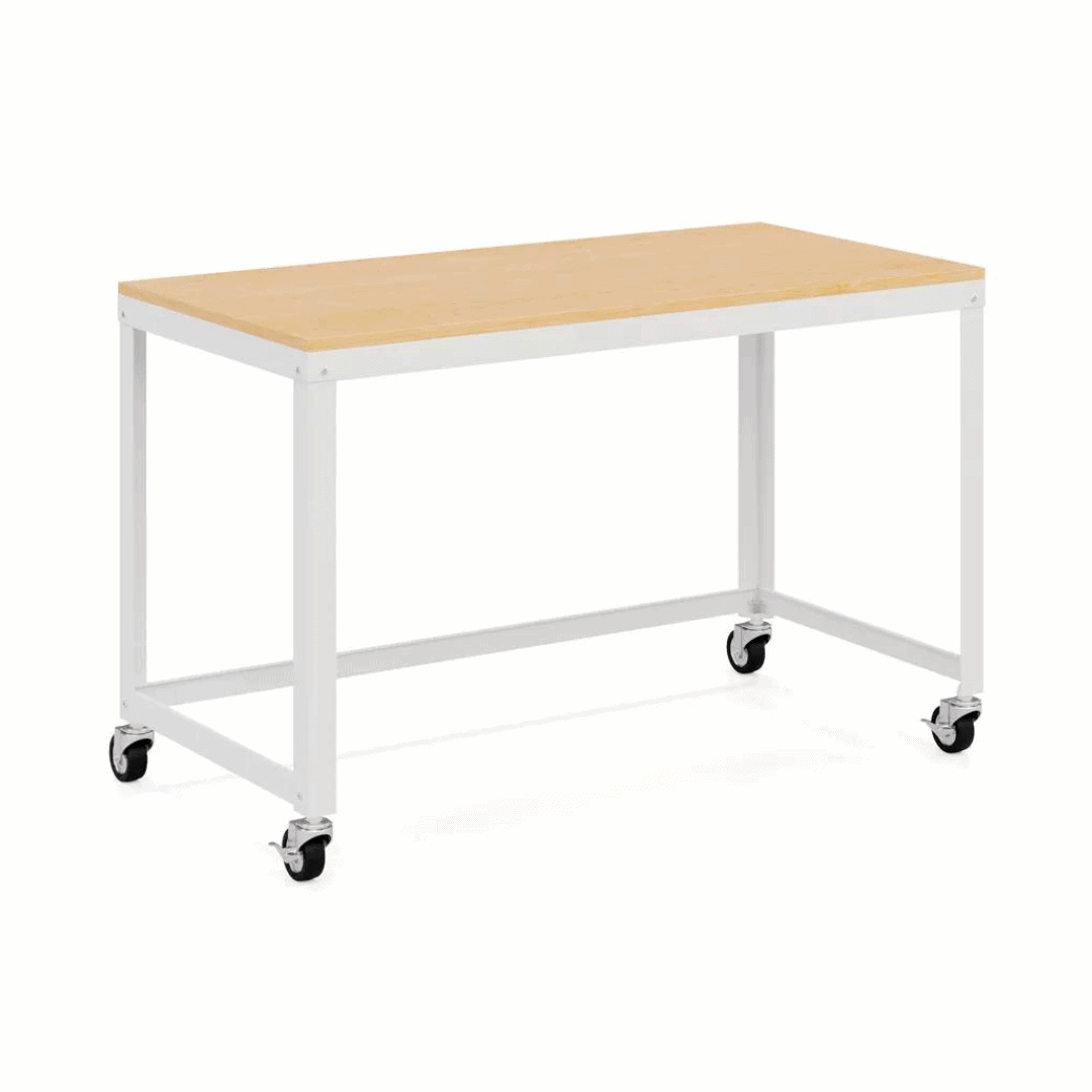 Space Solutions 48" Wide Mobile Metal Desk for Home Office with Maple Top - Space Solutions