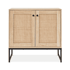 Best Choice Products 2-Door Rattan Storage Cabinet, Accent Furniture, Cupboard w/ Non-Scratch Foot Pads