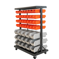 TRINITY Dual-Sided Mobile, Black Rolling Bin Rack 19.75 x 35.50 x 48.50 inches