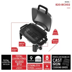 Nexgrill 820-BC002 1-Burner Portable Table Top Propane Gas Grill in Cast Aluminum
