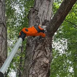 YARD FORCE YF65PS 10 in. 6.5 Amp Telescoping Electric Pole Saw with Multi-Angle Head with Bonus PPE Kit