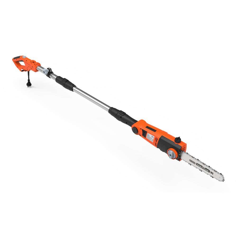 YARD FORCE YF65PS 10 in. 6.5 Amp Telescoping Electric Pole Saw with Multi-Angle Head with Bonus PPE Kit