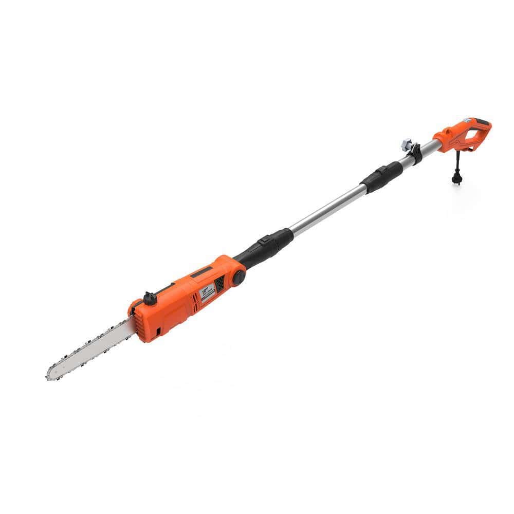 YARD FORCE YF65PS 10 in. 6.5 Amp Telescoping Electric Pole Saw with Multi-Angle Head with Bonus PPE Kit