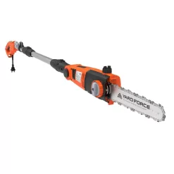 YARD FORCE YF65PS 10 in. 6.5 Amp Telescoping Electric Pole Saw with Multi-Angle Head with Bonus PPE Kit