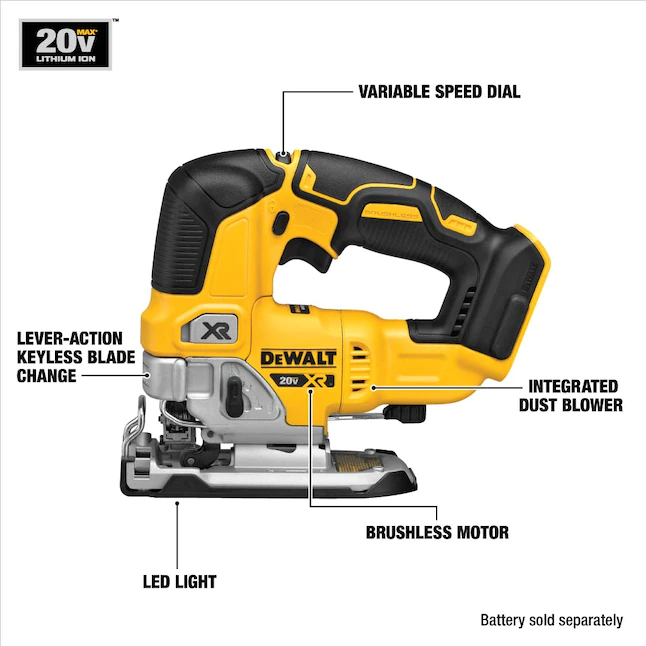 DEWALT Jig saw DCS334B XR 20-volt Max Brushless Variable Speed Keyless Cordless(Tool-Only)