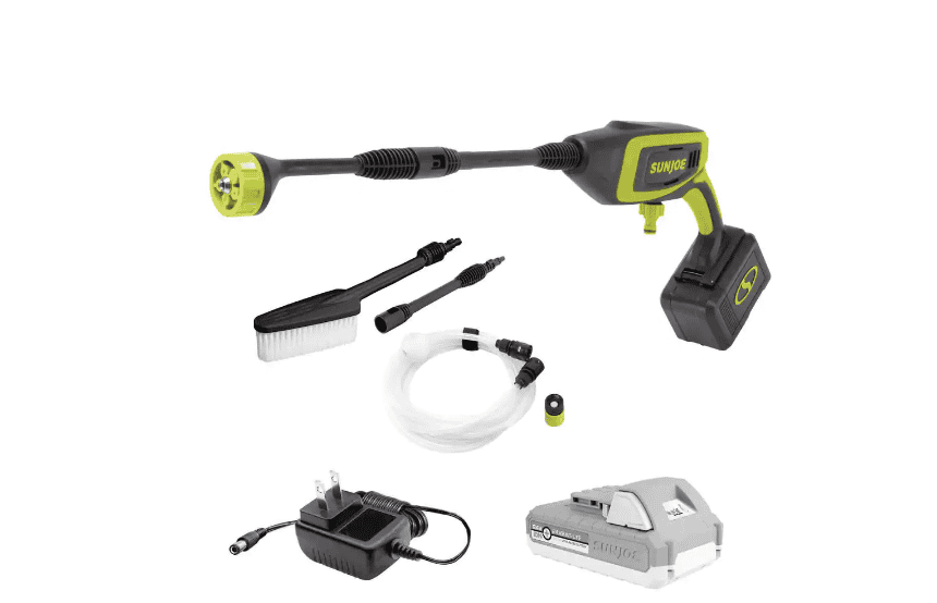Sun Joe 24V 350 PSI Max 0.6 GPM Cold Water Electric Pressure Washer Kit with 2.0 Ah Battery Plus Charger