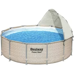 Bestway Power Steel 13 ft x 42 in Round Canopy Pool Set
