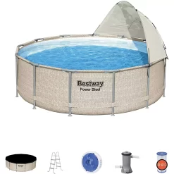 Bestway Power Steel 13 ft x 42 in Round Canopy Pool Set