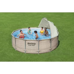 Bestway Power Steel 13 ft x 42 in Round Canopy Pool Set