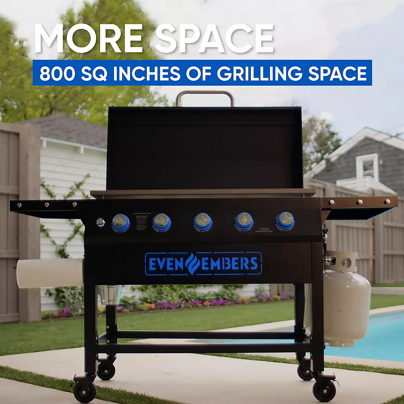 Even Embers 5-Burner Gas Griddle with Lid - Image 3