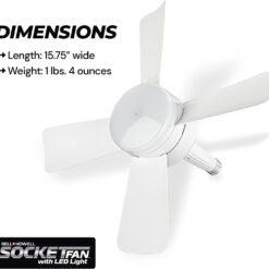 Bell+Howell Socket Fan Light Original – Warm Light Ceiling Fans with Lights and Remote