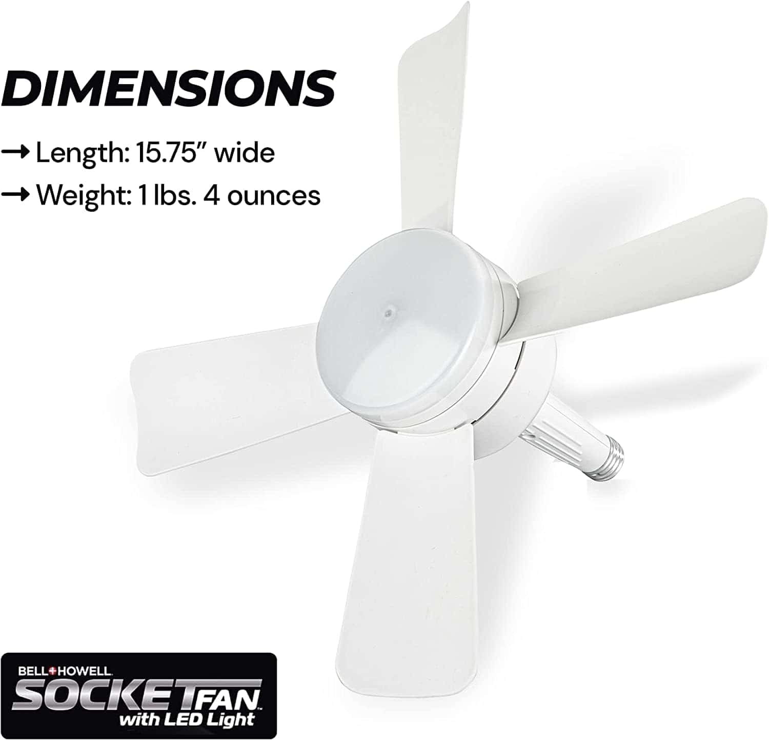 Bell+Howell Socket Fan Light Original – Warm Light Ceiling Fans with Lights and Remote