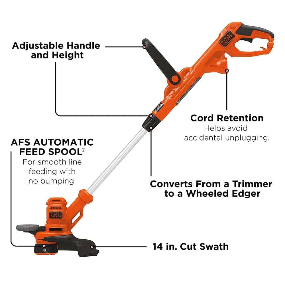 BLACK+DECKER String Trimmer with Auto Feed, Electric, 6.5-Amp, 14-Inch (BESTA510)