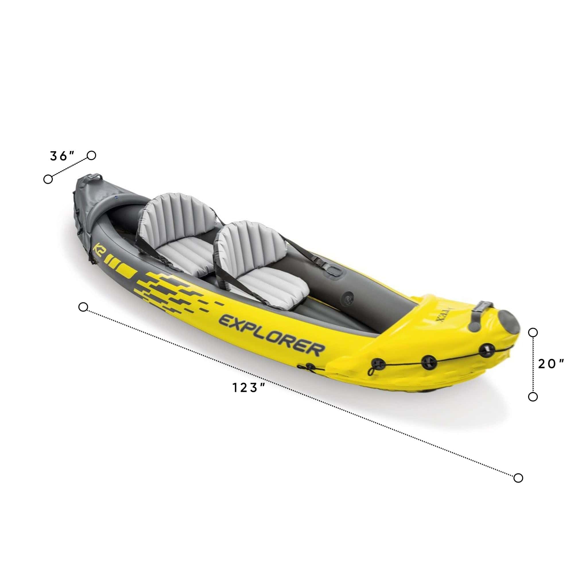 Intex 68307EP Explorer K2 Inflatable Kayak Set - 2-Person – 400lb Weight Capacity