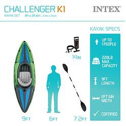 INTEX Challenger Inflatable Kayak Series: Includes Deluxe 86in Kayak Paddles and High-Output Pump