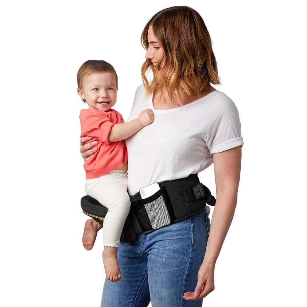 Tushbaby - Safety-Certified Hip Seat Baby Carrier - Mom’s Choice Award Winner, Seen on Shark Tank (Carrier, Black/Gold)