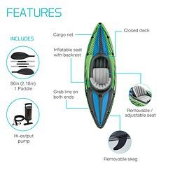 INTEX Challenger Inflatable Kayak Series: Includes Deluxe 86in Kayak Paddles and High-Output Pump