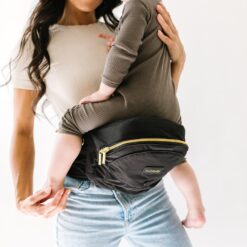 Tushbaby - Safety-Certified Hip Seat Baby Carrier - Mom’s Choice Award Winner, Seen on Shark Tank (Carrier, Black/Gold)
