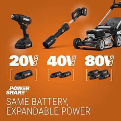 Worx 20V String Trimmer Cordless & Edger 3.0 + Leaf Blower Cordless with Battery and Charger Turbine, Black and Orange