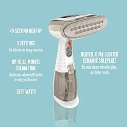 Conair Handheld Garment Steamer for Clothes, Turbo ExtremeSteam 1875W, Portable Handheld Design, White / Champagne