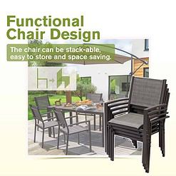 Homall 7 Piece Patio Dining Set w/ Stackable Textilene Chairs & Large Table (Grey)