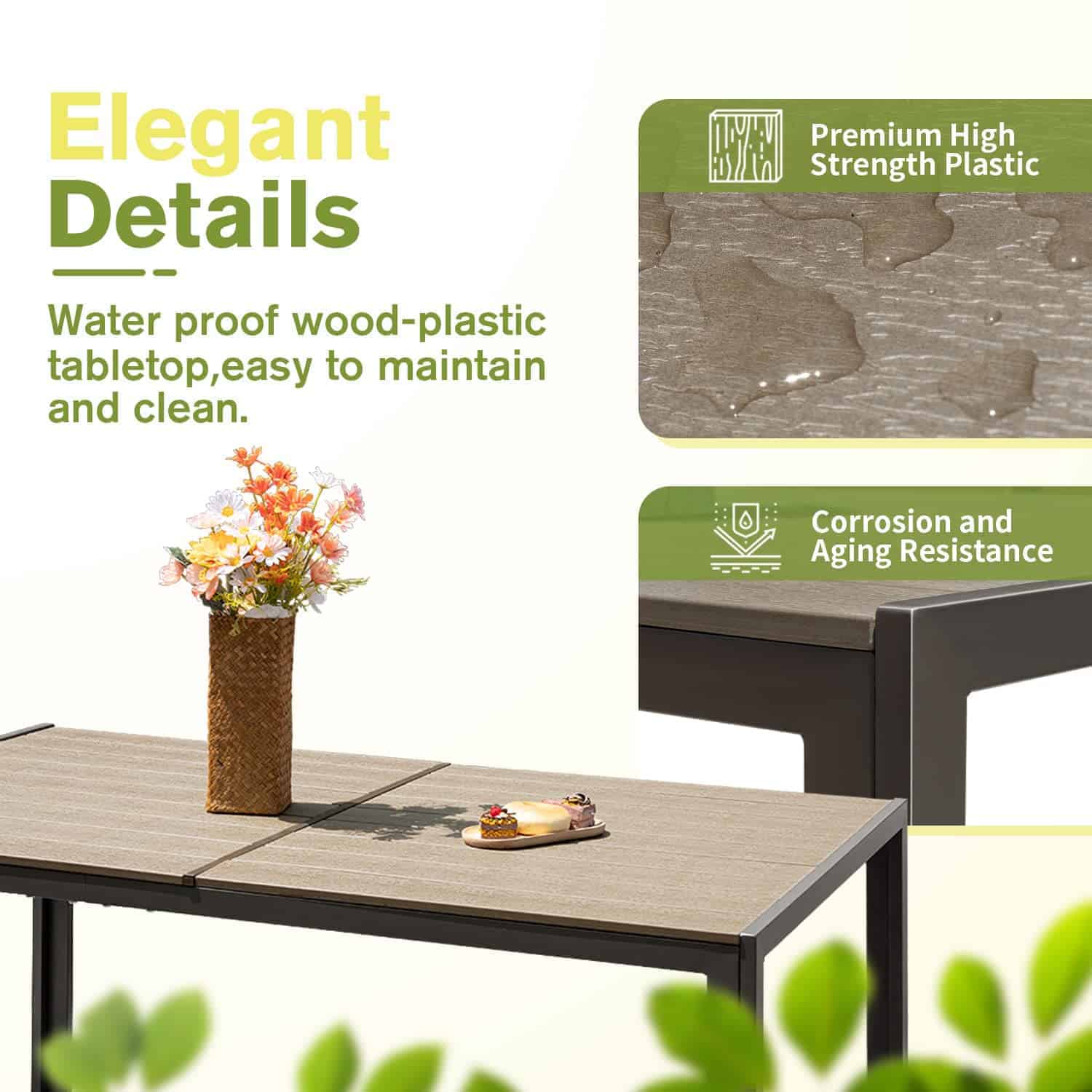 Homall 7 Piece Patio Dining Set w/ Stackable Textilene Chairs & Large Table (Grey)