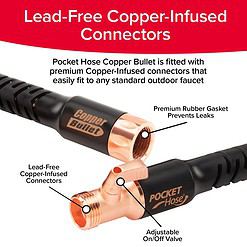 Pocket Hose Copper Bullet (100ft) | Ultra-Strong, Lead-Free Hose with 10 Spray Patterns