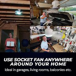Bell+Howell Socket Fan Light Original – Warm Light Ceiling Fans with Lights and Remote
