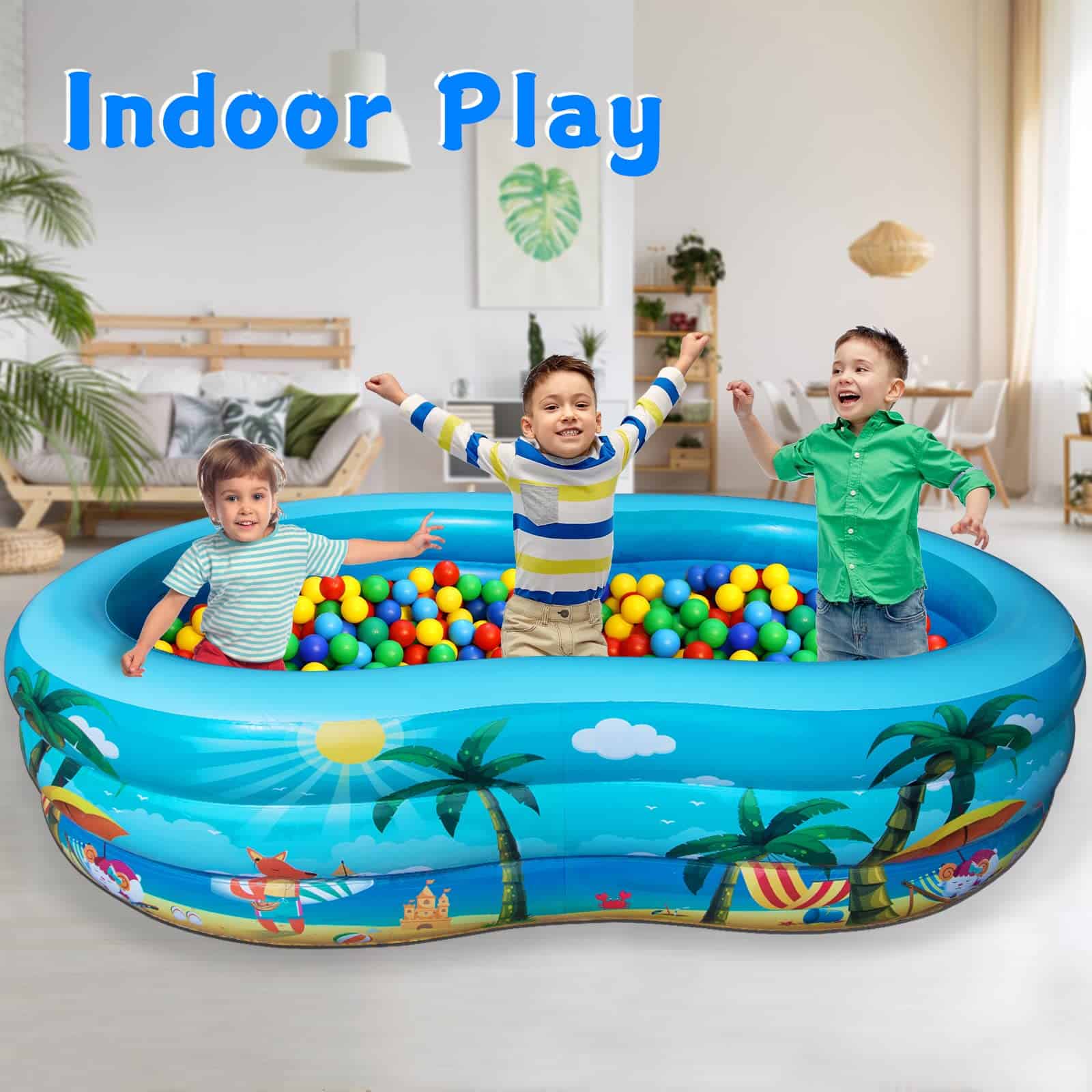 JOSEN Inflatable Pool: Kiddie Fun for All Ages! (94"x59"x22") | Safe, Durable & Easy to Set Up
