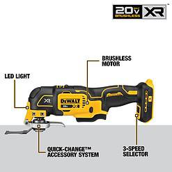 DEWALT DCS356C1 20V MAX XR Oscillating Tool Kit, 3-Speed