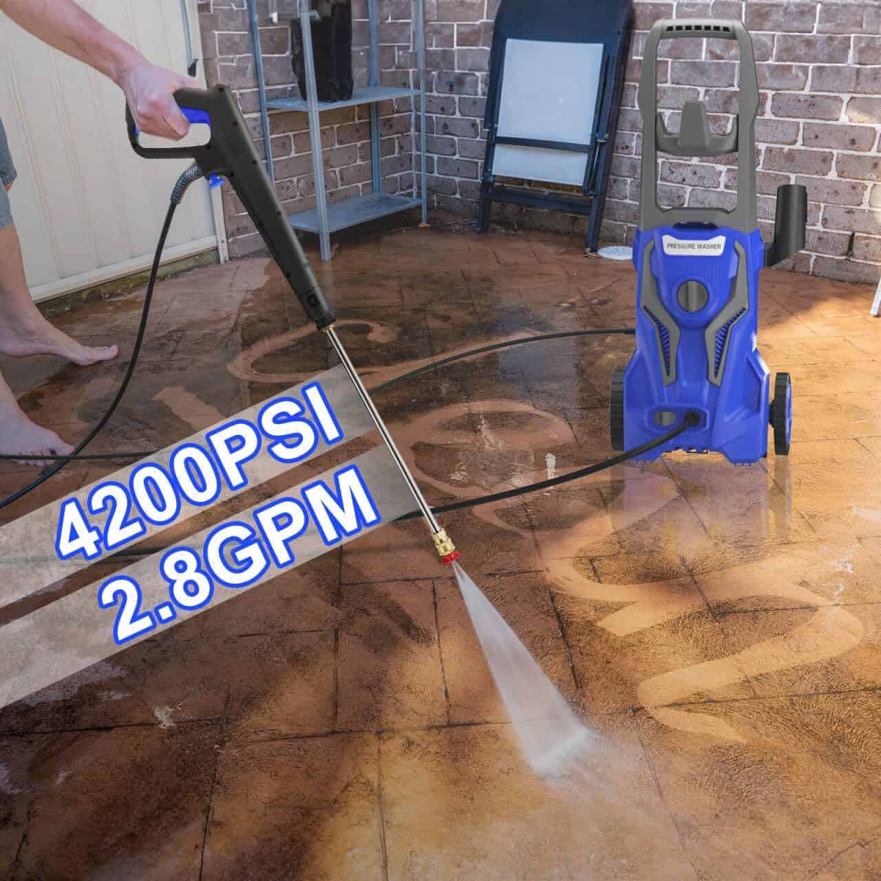 ZHUOLIN 4200 PSI 2.8 GPM Pressure Washer Powered - Electric Power Washer for Cars Washing with 25FT Pressure Hose, Blue