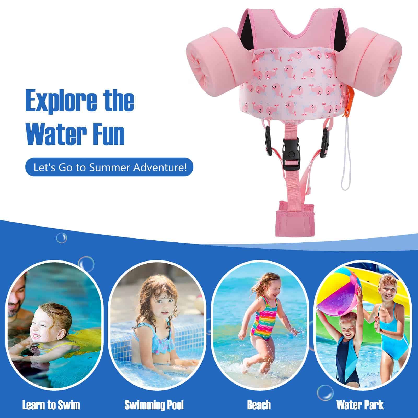 MoKo 13-70lbs Toddler Floaties Arm Floaties, Toddler Swim Vest Cartoon Swim Arm Band