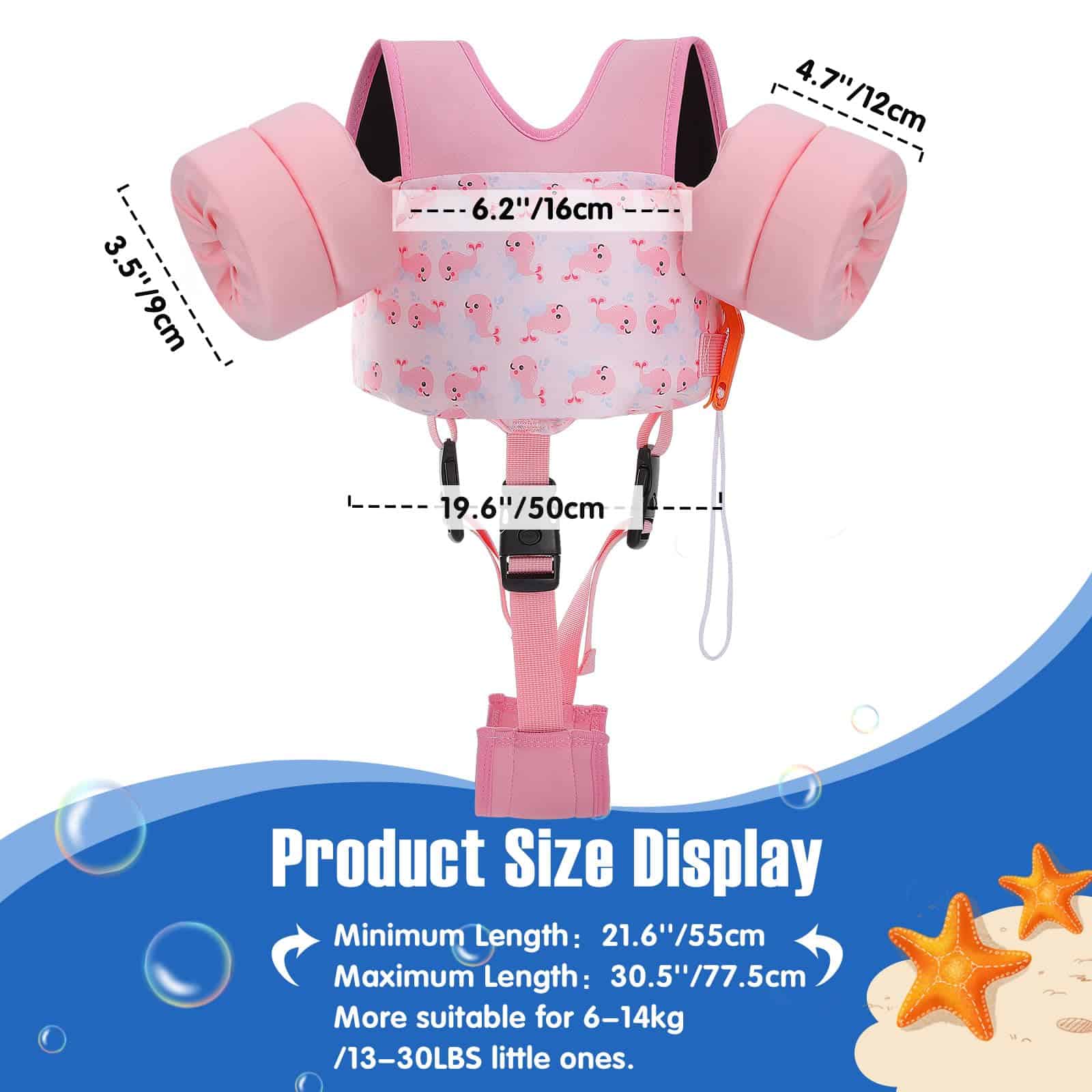 MoKo 13-70lbs Toddler Floaties Arm Floaties, Toddler Swim Vest Cartoon Swim Arm Band