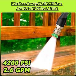 PowRyte Electric Pressure Washer, Brass Foam Cannon, 4 Different Pressure Tips, Power Washer, 4200 PSI 2.6 GPM