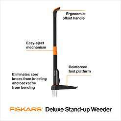 Fiskars 4-Claw Stand Up Weeder - Gardening Hand Weeding Tool with 39