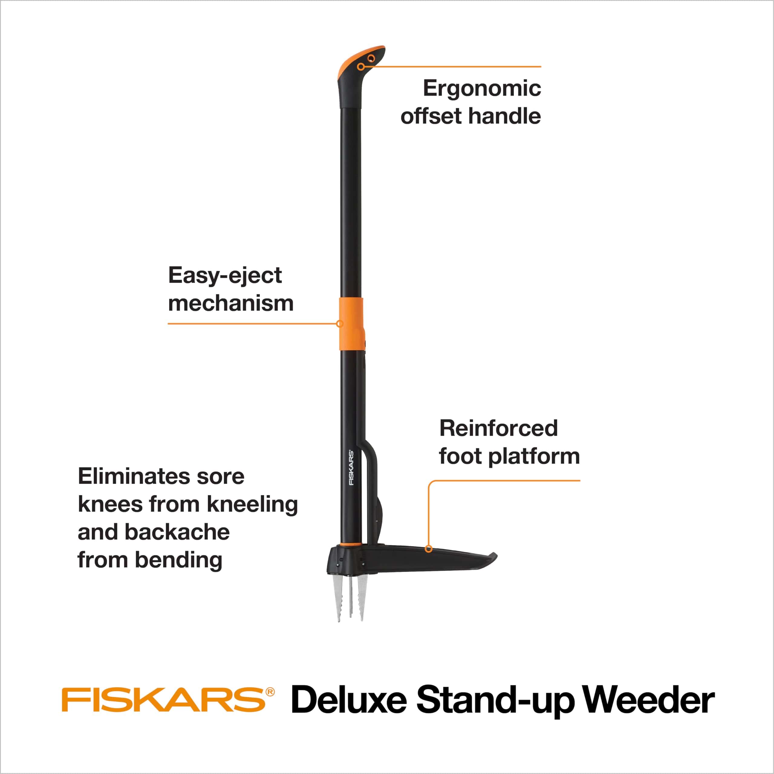 Fiskars 4-Claw Stand Up Weeder - Gardening Hand Weeding Tool with 39" Long Ergonomic Handle