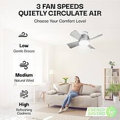 Bell+Howell Socket Fan Light Original – Warm Light Ceiling Fans with Lights and Remote