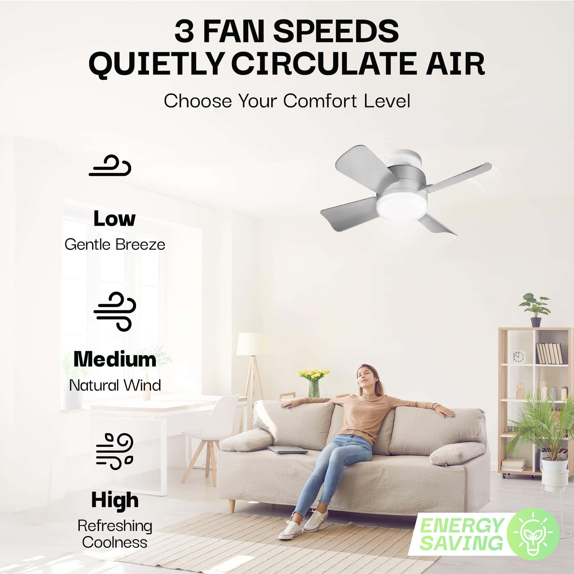 Bell+Howell Socket Fan Light Original – Warm Light Ceiling Fans with Lights and Remote