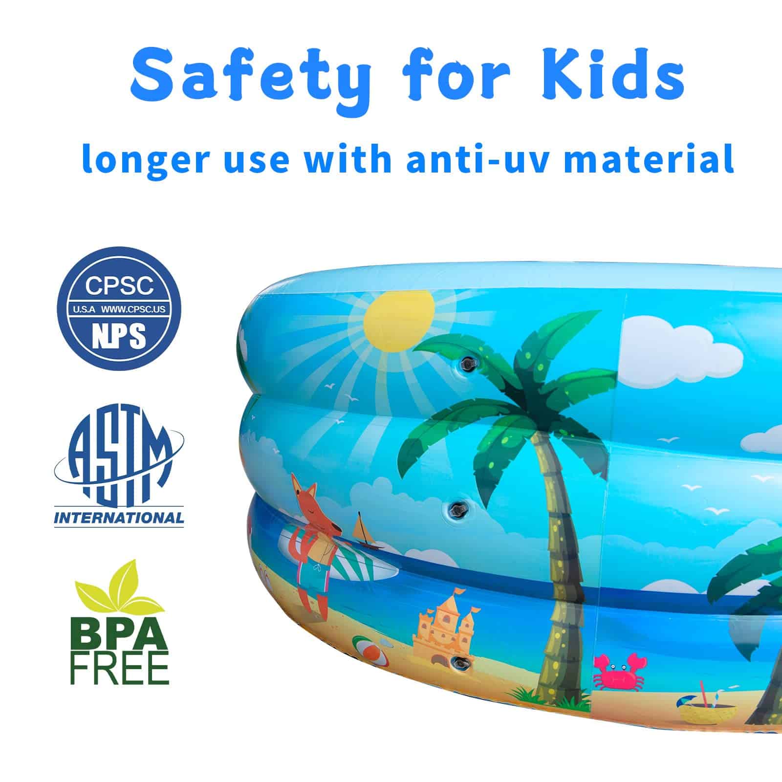 JOSEN Inflatable Pool: Kiddie Fun for All Ages! (94"x59"x22") | Safe, Durable & Easy to Set Up