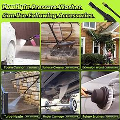 PowRyte Electric Pressure Washer, Foam Cannon, 2 Different Pressure Tips, Power Washer, 3500 PSI 2.4 GPM