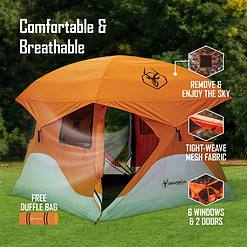 Gazelle Tents T4 Hub Tent, UV Resistant, Removable Floor, 4-Person, Orange, 78