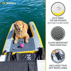 SOLSTICE ORIGINAL Inflatable Pup Plank Dog Float Floating Ramp Ladder, Dog On Water Ladder Steps, Up To 200 Pounds