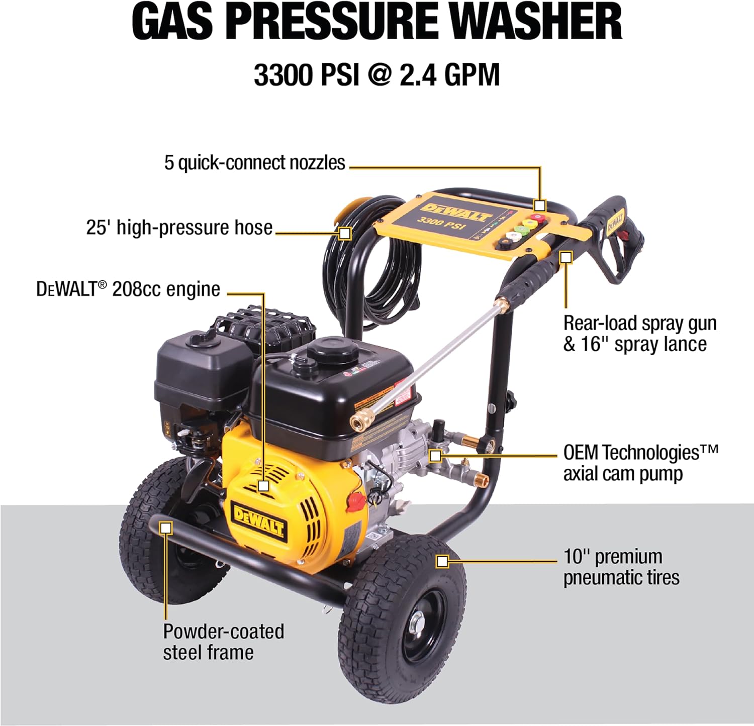 Dewalt 61147S 3300 PSI 2.4 GPM Gas Cold Water Pressure Washer - Image 4