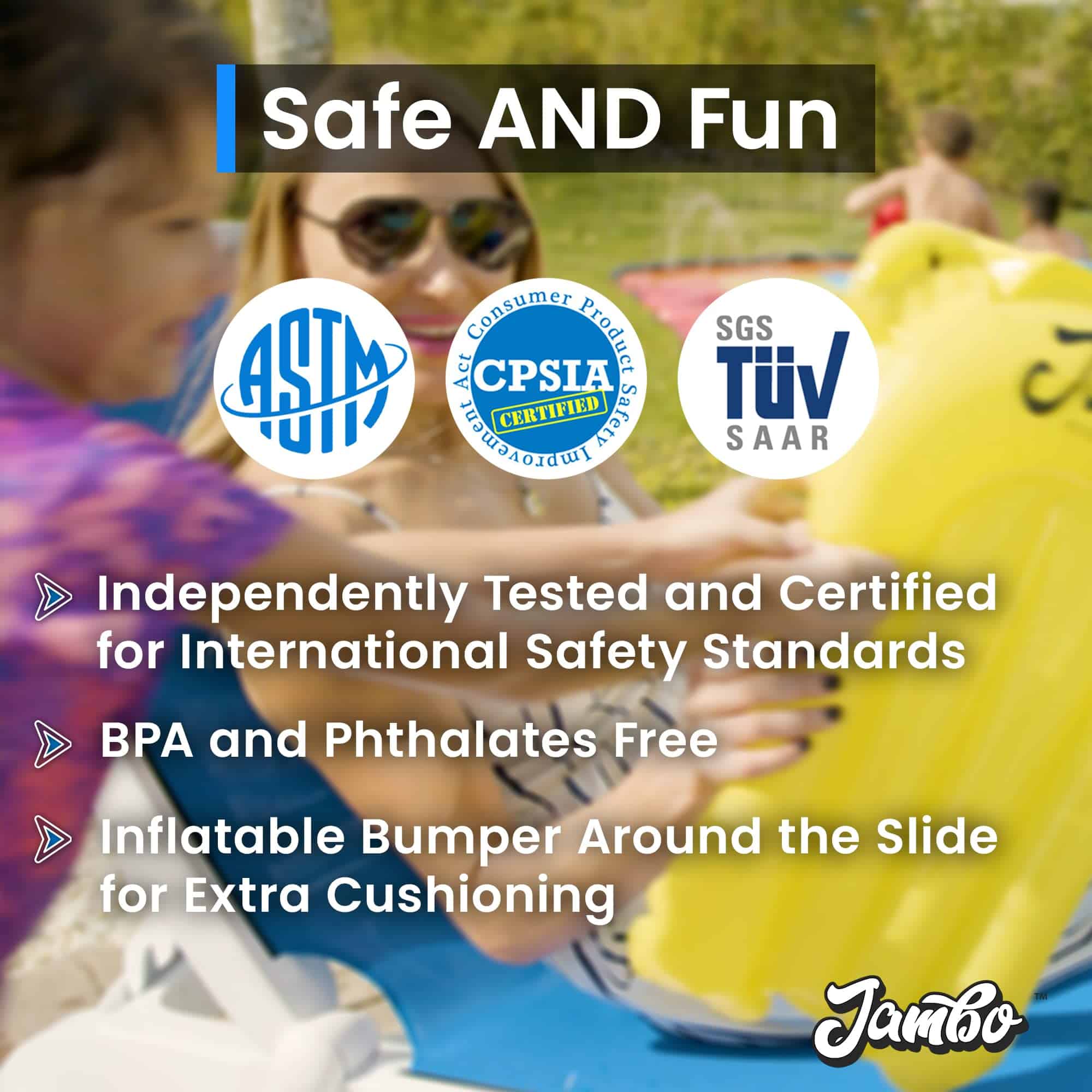 JAMBO Premium Triple Slip Splash and Slide with Bodyboards (Updated Model), Heavy Duty Water Slide