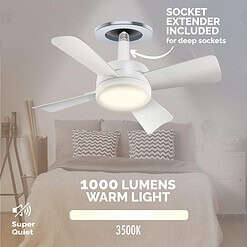 Bell+Howell Socket Fan Light Original – Warm Light Ceiling Fans with Lights and Remote